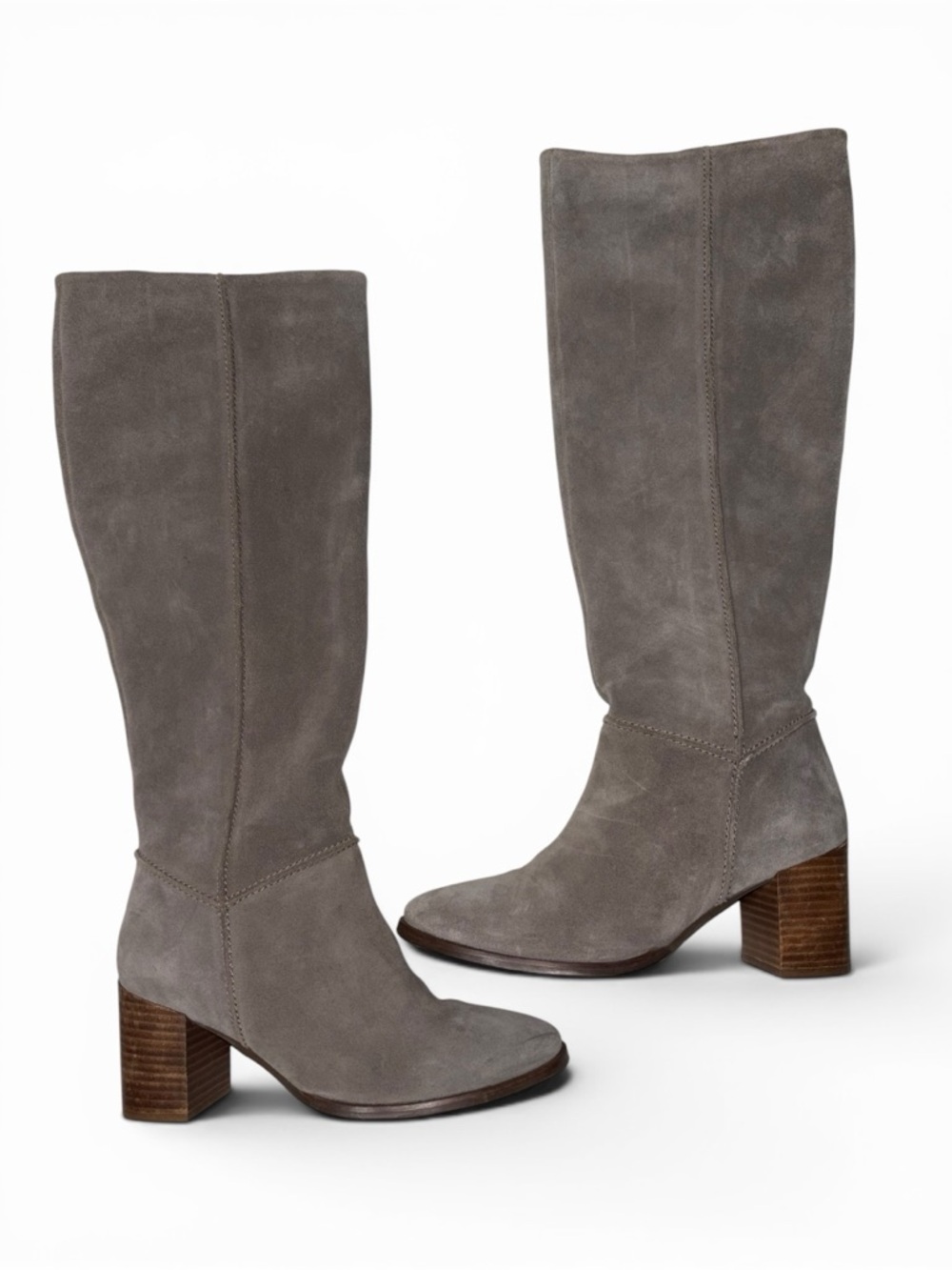Seychelles Halloway Suede Knee High Block Heel Boot Taupe Gray -Women’s Size 7
